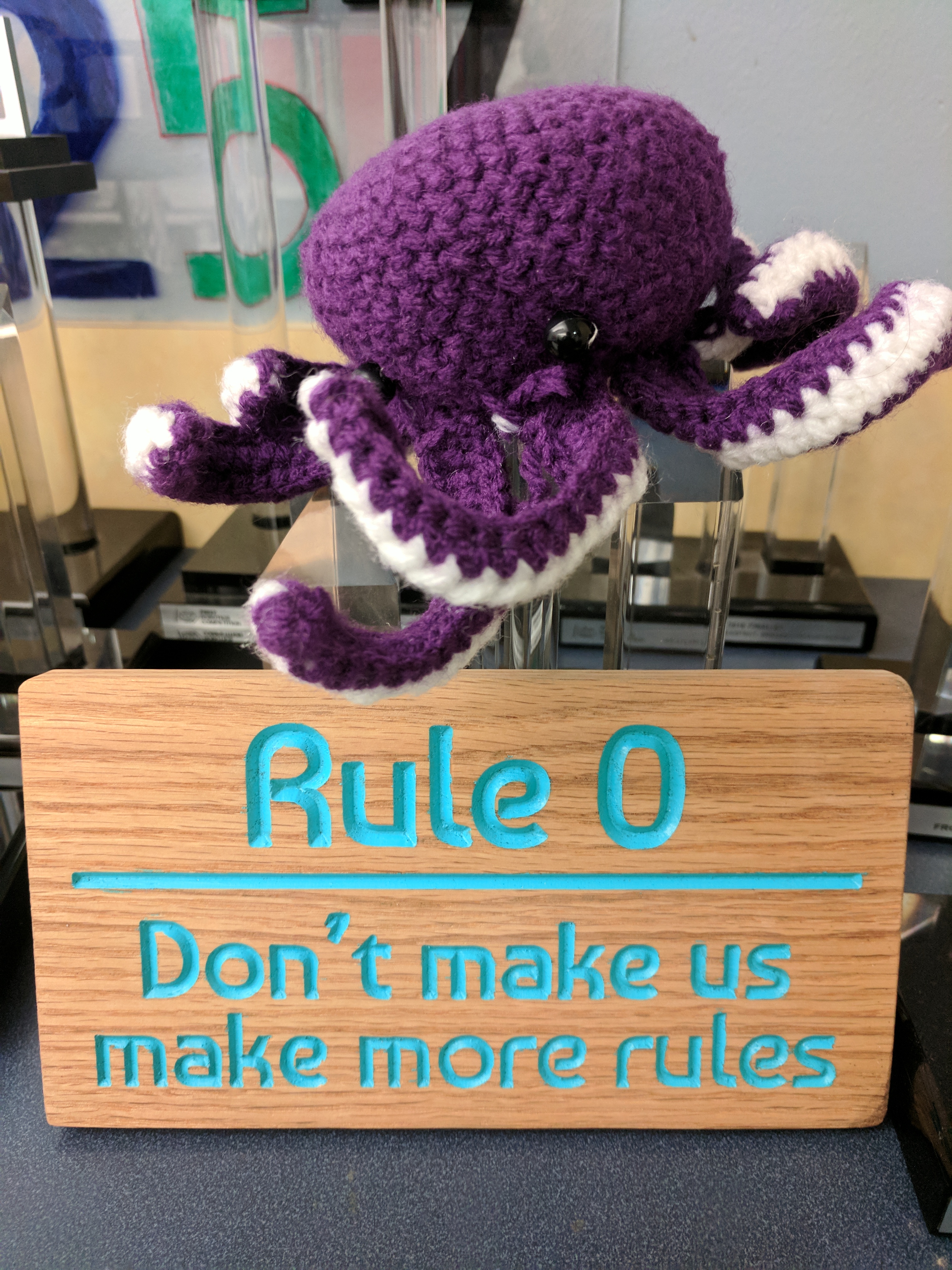 V-Carved sign showing Rule 0
