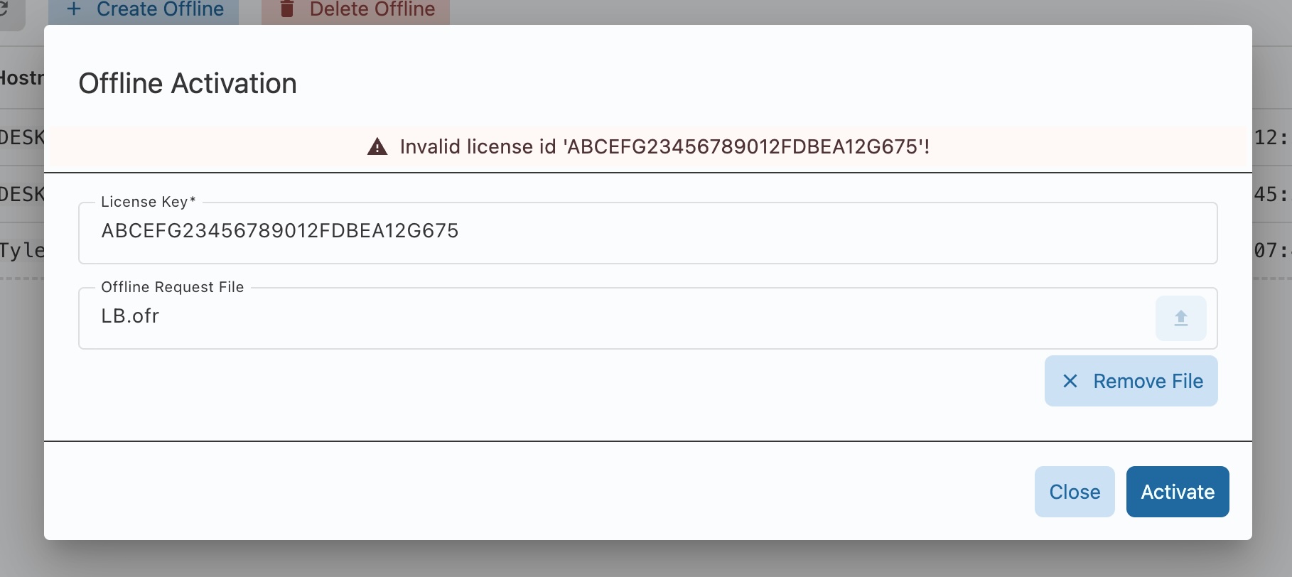 Offline Activation Fail