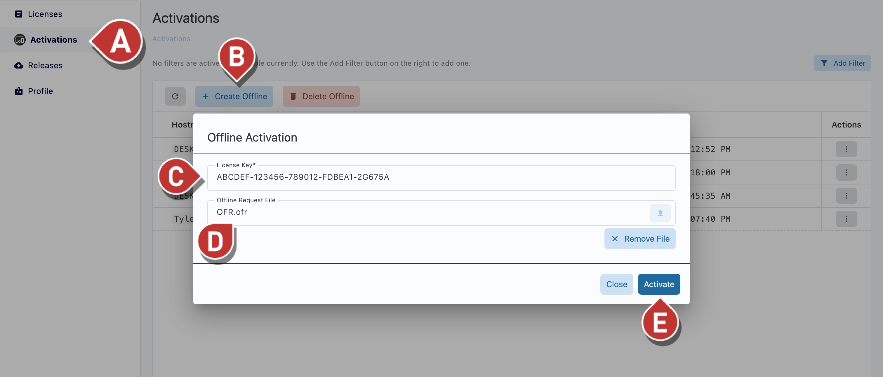 Offline Activation Steps in License Portal