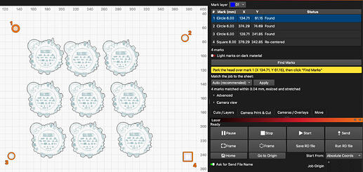 Screenshot of a sheet of several designs with numbered rings. This screenshot shows the rings in orange, with one selected, before the fit is applied