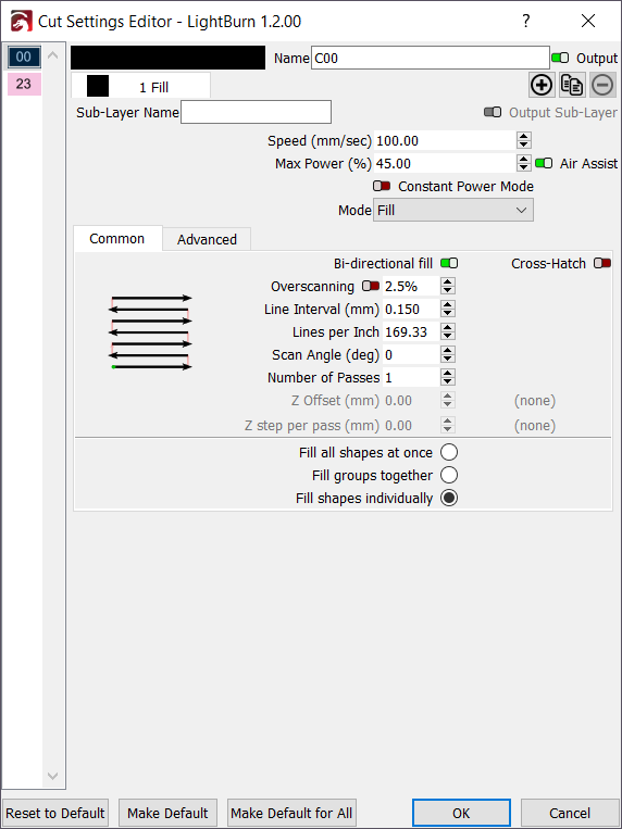 Fill Mode - LightBurn Software Documentation