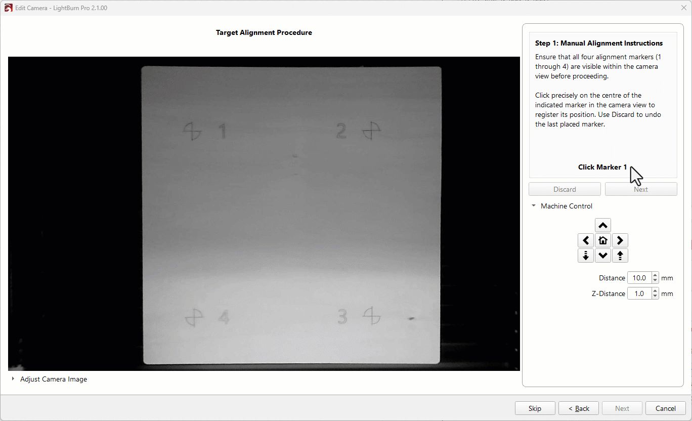 GIF of identifying a center mark