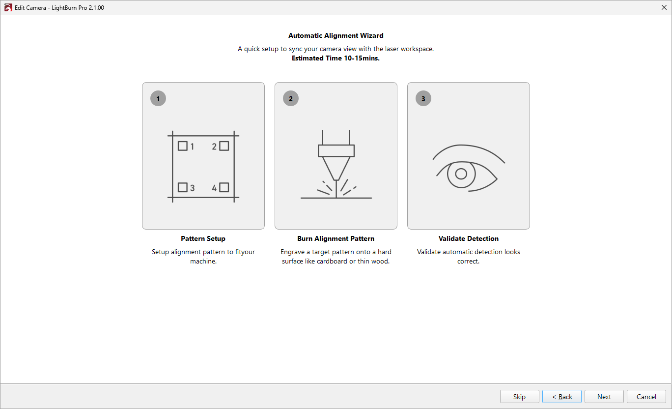 Screenshot showing the start of automatic alignment