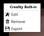 Screenshot of the camera context menu