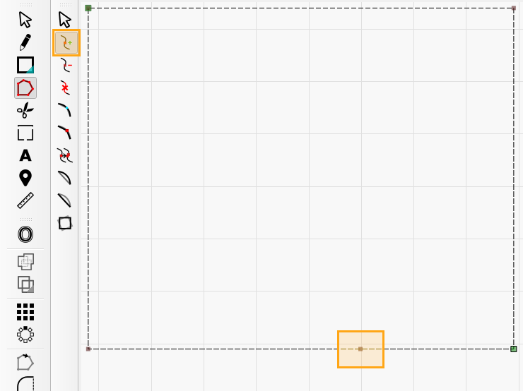 Screenshot of rectangle shape with extra node added to the bottom face