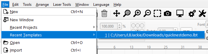 Recent Templates Submenu