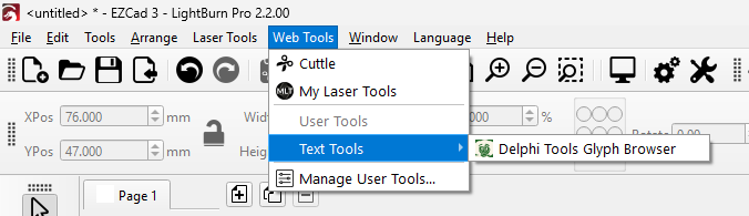 Screenshot showing a User Tool in the Web Tools menu