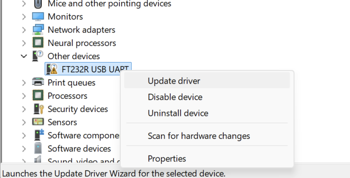 Screenshot showing how to manually install device drivers
