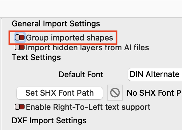 Group imported shapes disabled