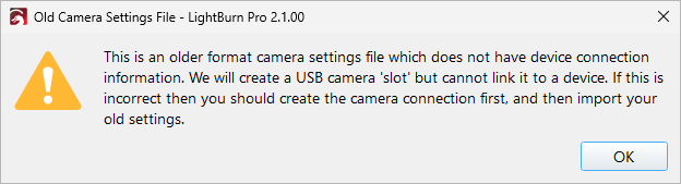 Screenshot of error message