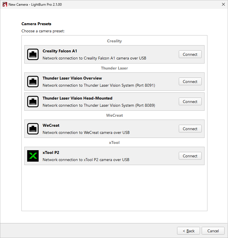 Screenshot of Edit Camera screen