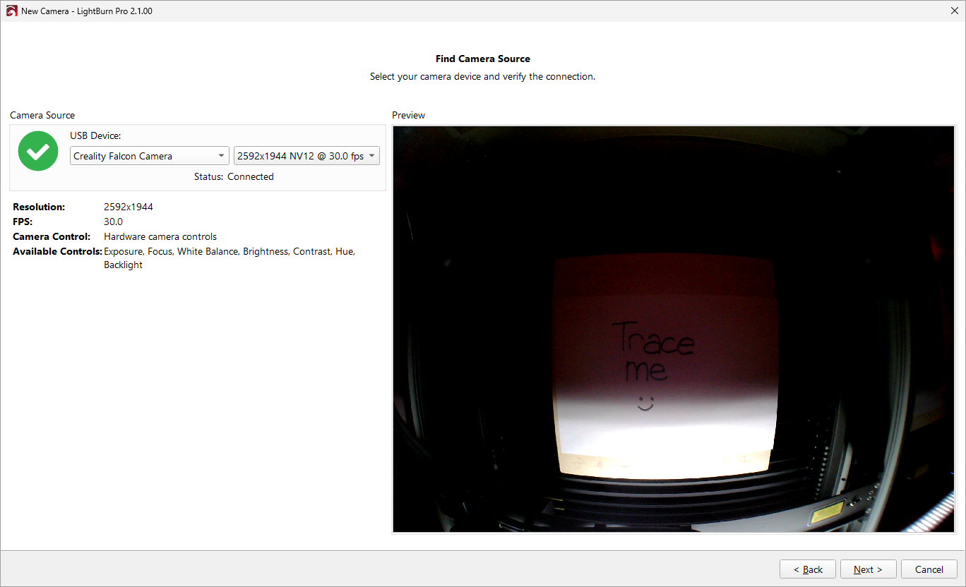 Screenshot of finding source for a USB camera