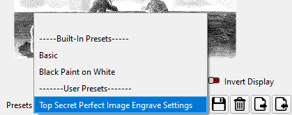 Presets dropdown menu