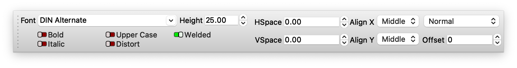 Text Options Toolbar