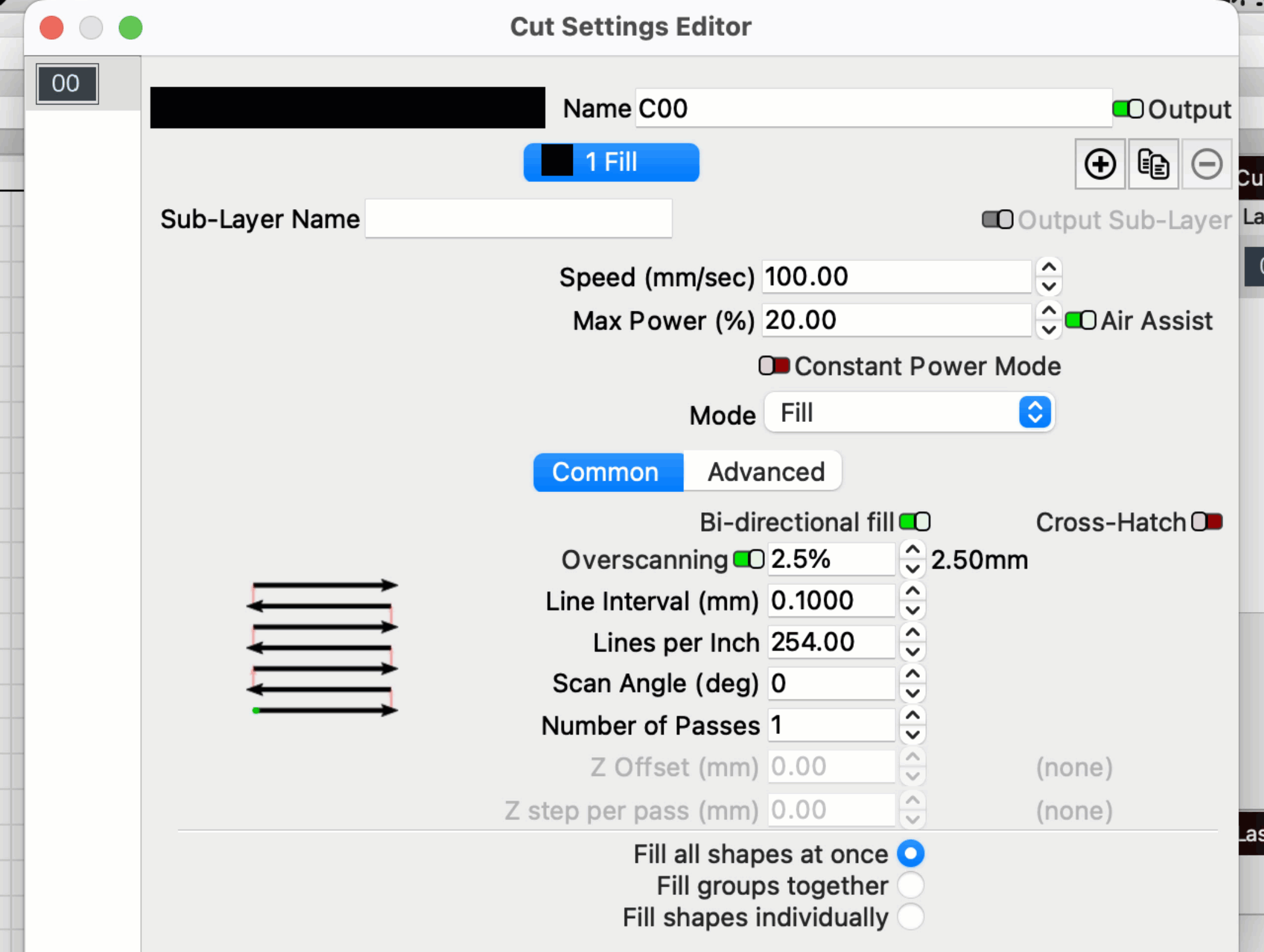 Cut Settings Beginner Mode