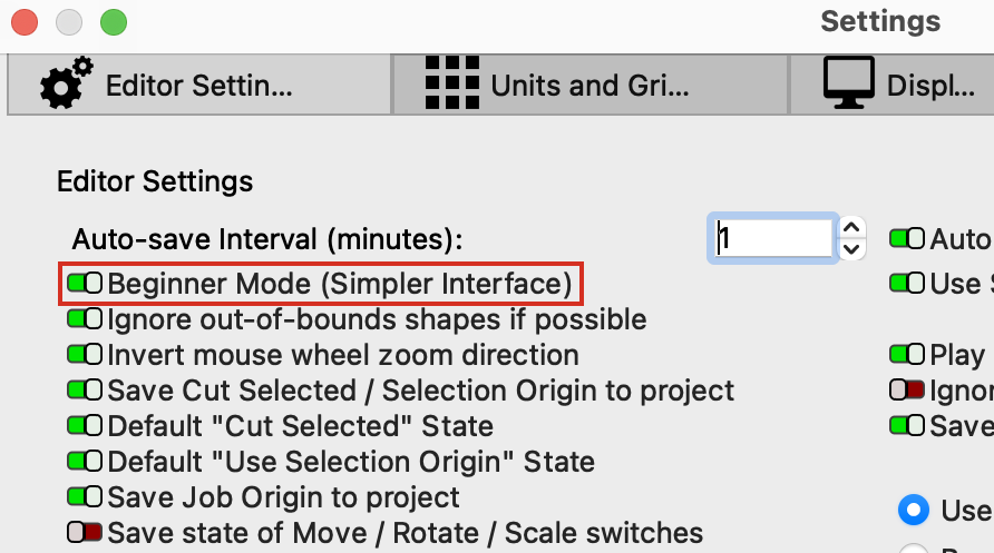 Beginner Mode Toggle