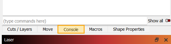 Console Window tab next to other docked window tabs