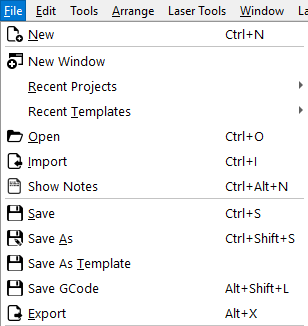 File Management options in the File Menu