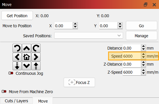Speed control in the Move Window
