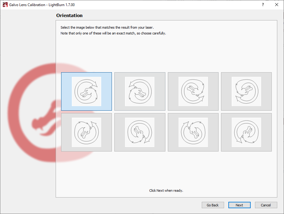 Galvo Lens Calibration Orientation