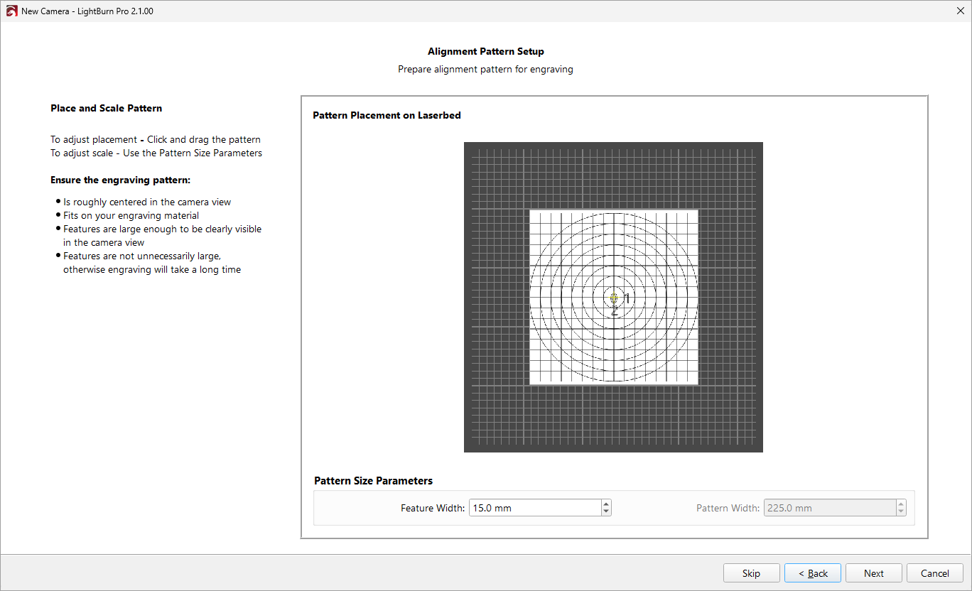 Screenshot of Manual Alignment Pattern Setup