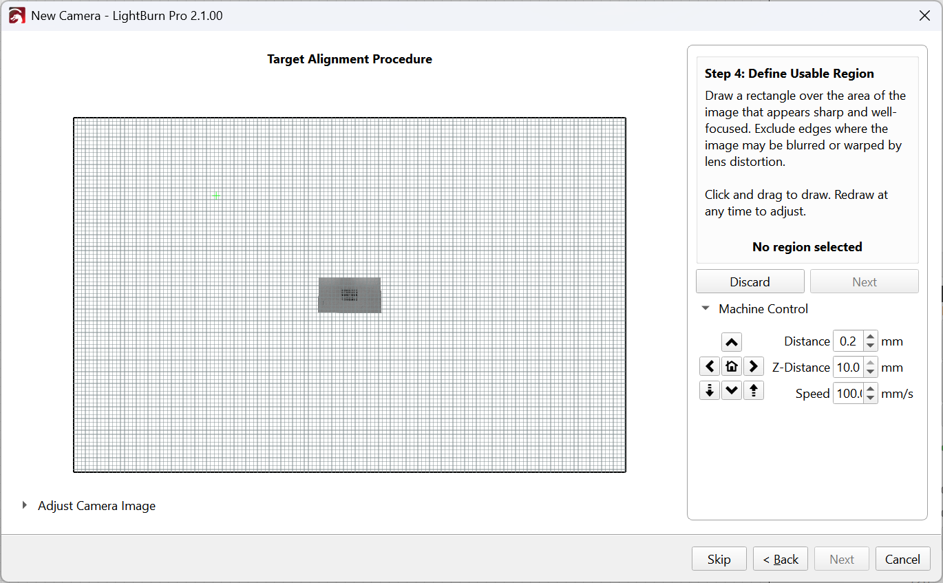 Screenshot of automatic target alignment process
