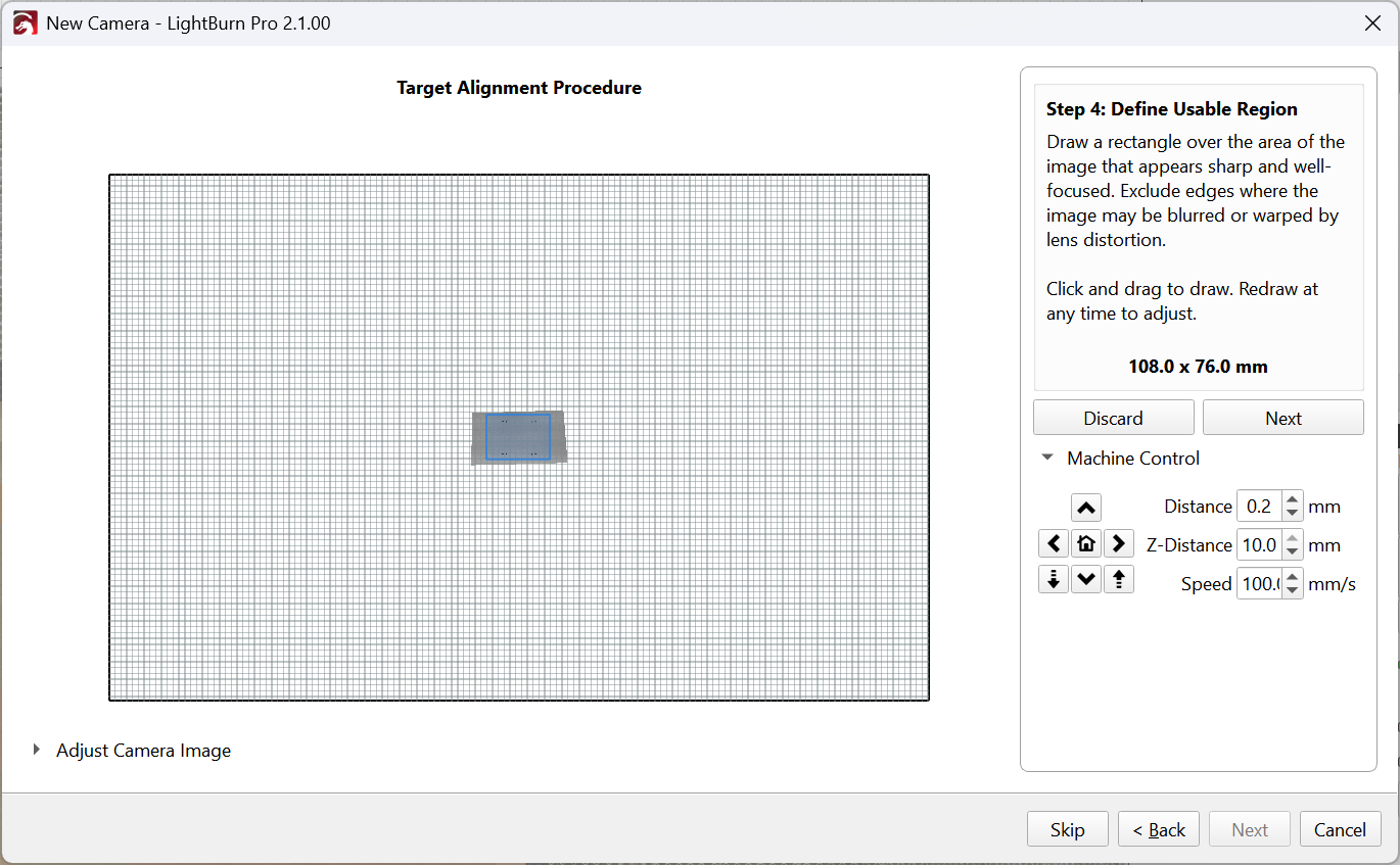 Screenshot of automatic target alignment process