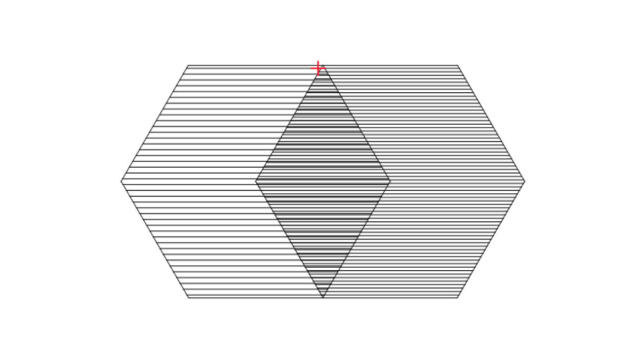 Partially overlapping shapes set to different layers