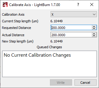 The Calibrate Axis window