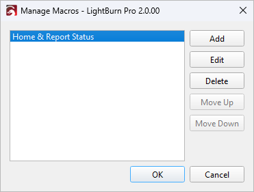 Screenshot of the Manage Macros dialog