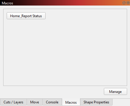 Screenshot of the macros window with one macro present