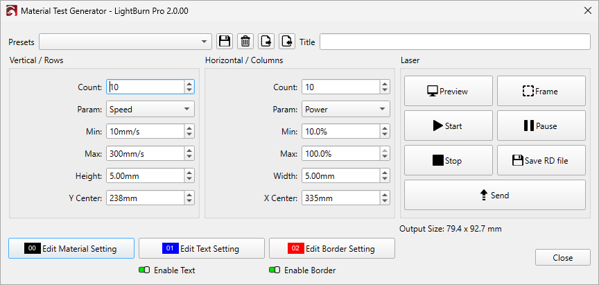 Material Test Dialog