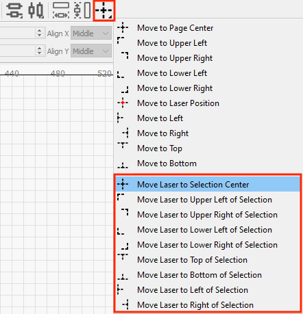 Move Laser to Selection in the Arrange Toolbar