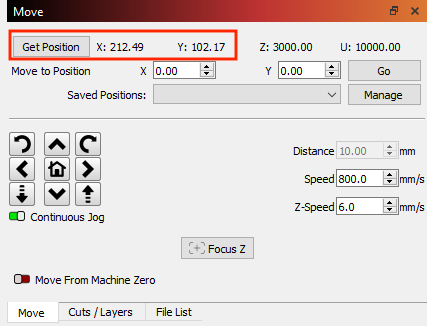 Get Position in Move Window