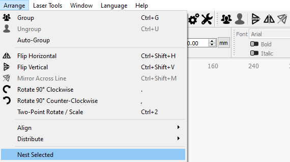 Nest Selected in the Arrange Menu