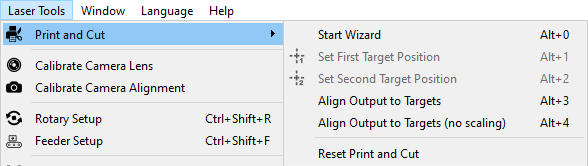 Print and Cut in the Laser Tools Menu
