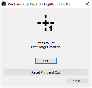 Print and Cut Wizard — setting first target position