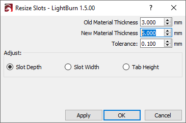 slot and tab resizer settings