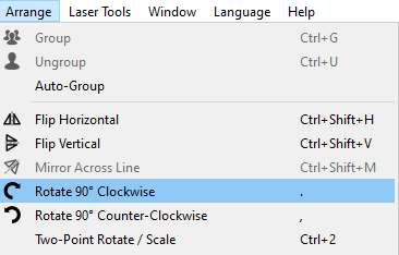Rotate in the Arrange Menu