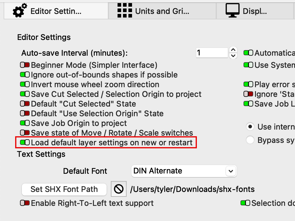 Load default layer settings on new or restart toggle
