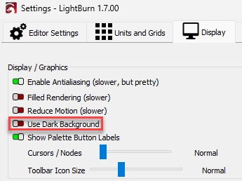 Settings screen with Use Dark Background surrounded by a red box