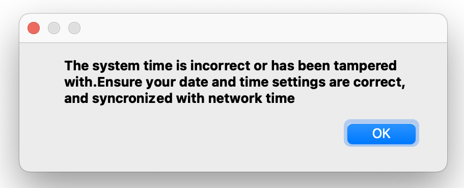 System Time Incorrect Error