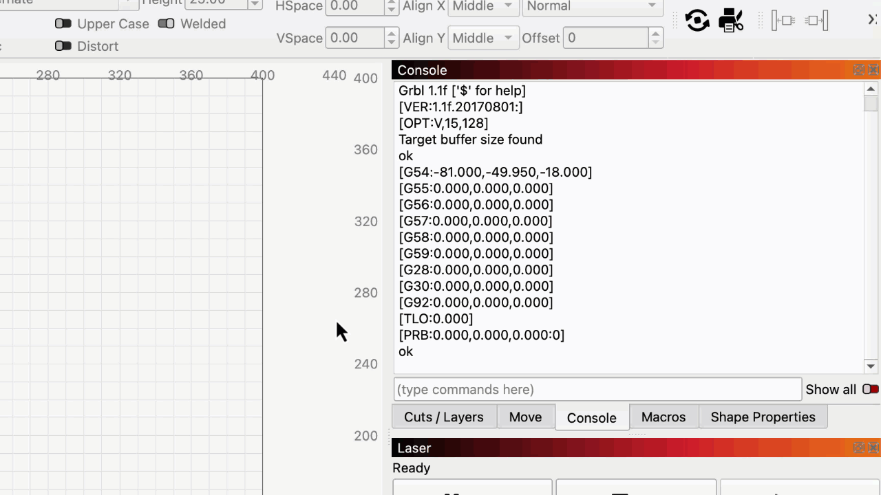 Copying and Pasting GRBL settings from the Console Window