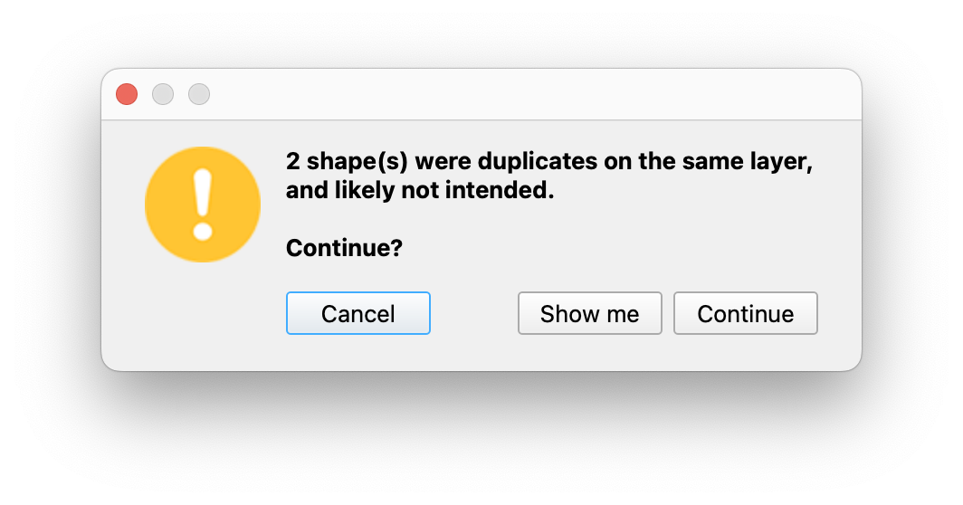 Duplicate Shapes warning